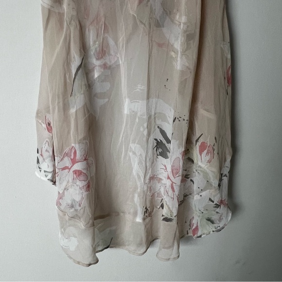 Anthropologie Leith Sheer Floral High Low Ruffle Top - Picture 9 of 9